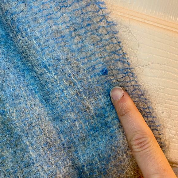 Samuel Tweed & Co Vintage Royal Scot Mohair Blue Knit Wool Scarf Unisex One Size - Picture 10 of 16